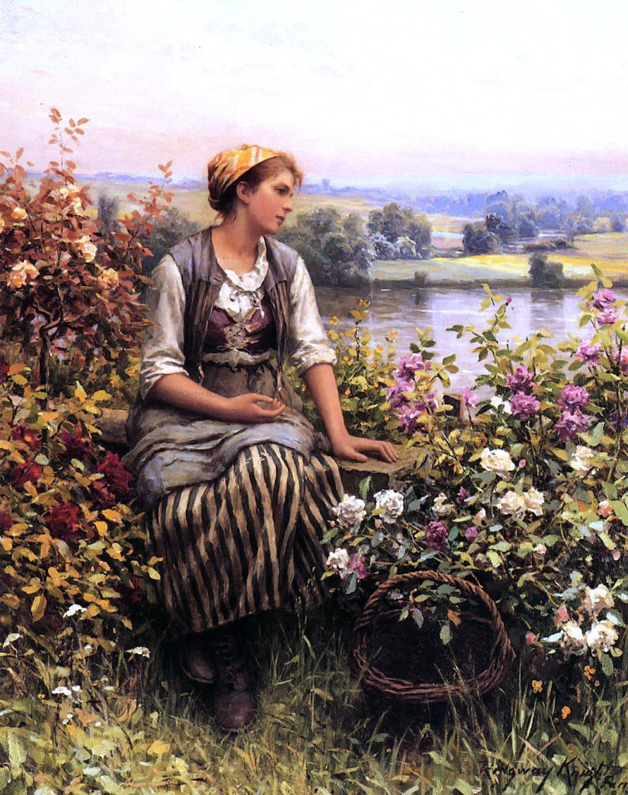  Daniel Ridgway Knight Daydreaming - Canvas Print