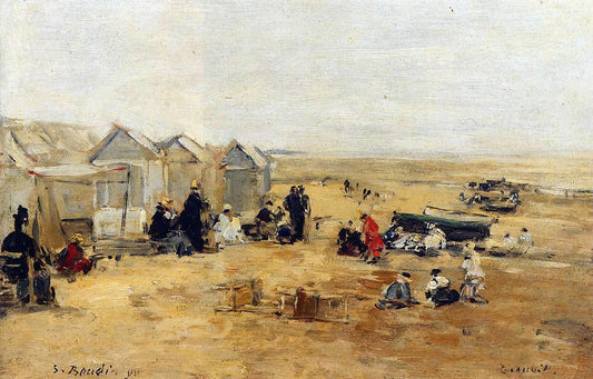  Eugene-Louis Boudin Deauville: Beach Scene - Canvas Print