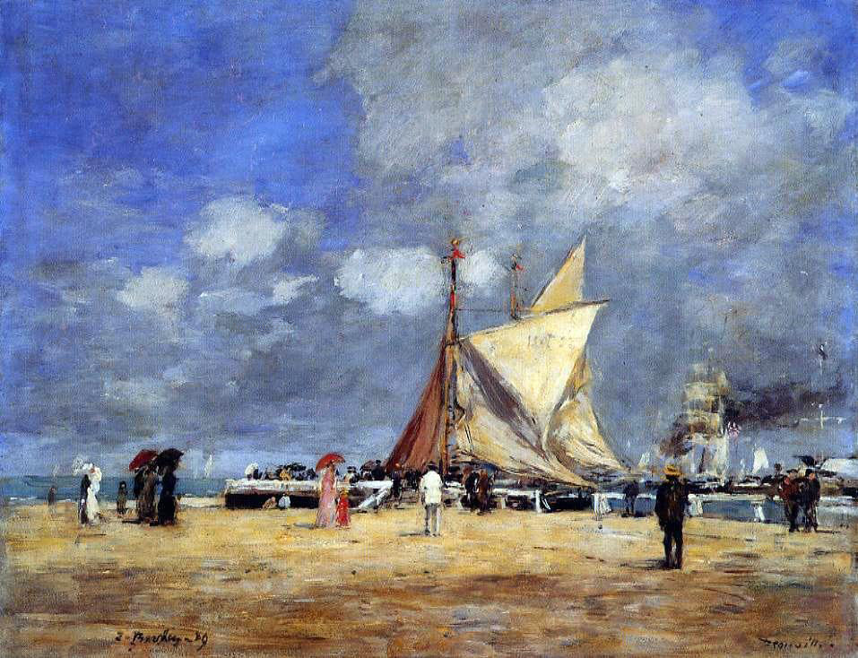  Eugene-Louis Boudin Deauville, on the Jetty - Canvas Print