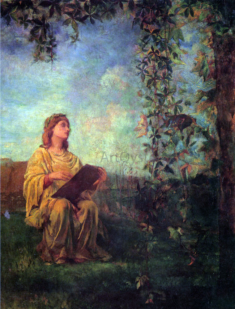  John La Farge Decorative Panel, Seated Figure in Yellow - Canvas Print