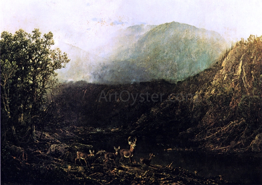  William Louis Sonntag Deer in Landscape - Canvas Print