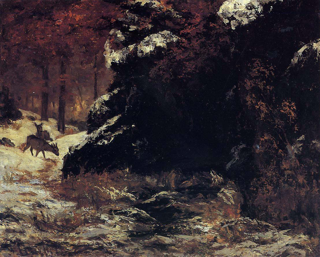  Gustave Courbet Deer in the Snow - Canvas Print