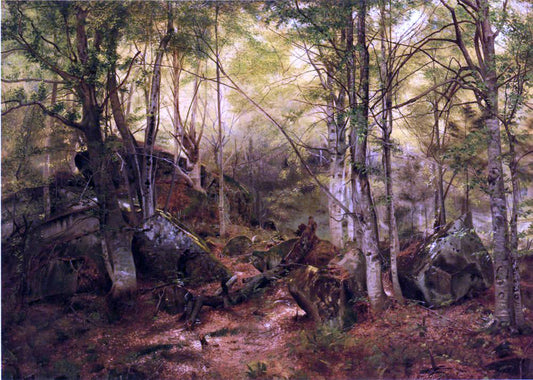  John George Brown Deerhunter in the Woods - Canvas Print