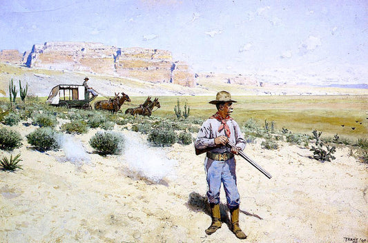  Henry F Farney Defending the Stagecoach - Canvas Print