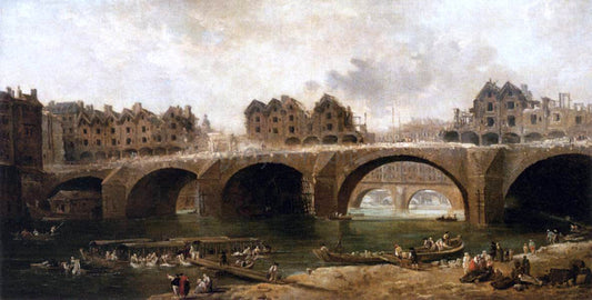  Hubert Robert Demolition of the Houses on the Pont Notre-Dame in 1786 - Canvas Print