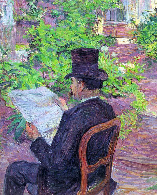  Henri De Toulouse-Lautrec Desire Dehau Reading a Newspaper in the Garden - Canvas Print