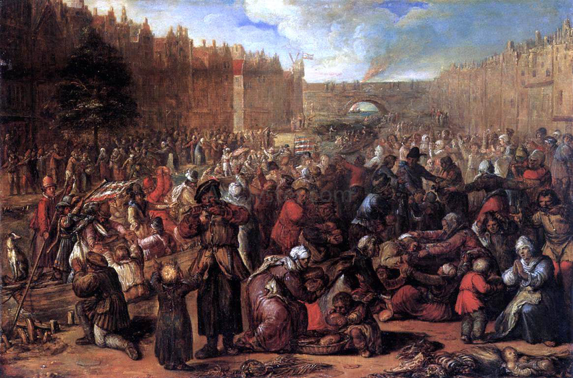  Otto Van Veen Distribution of Herring and White Bread during the Siege of Leiden - Canvas Print