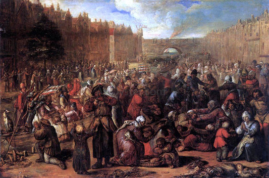  Otto Van Veen Distribution of Herring and White Bread during the Siege of Leiden - Canvas Print