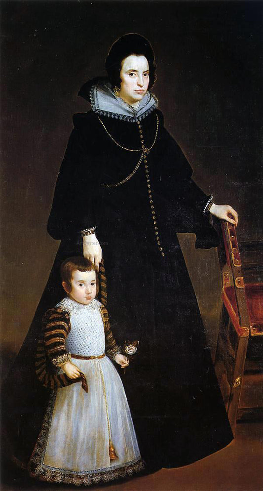  Diego Velazquez Dona Antonia de Ipenarrieta y Galdos with Her Son - Canvas Print