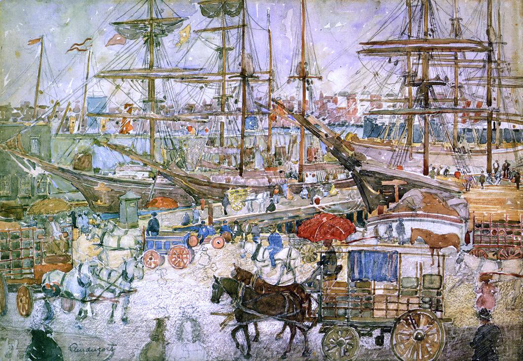  Maurice Prendergast Docks, East Boston - Canvas Print