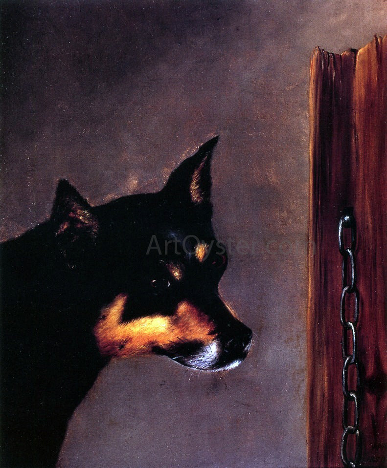  William Aiken Walker Dog Head with Post and Chain - Canvas Print