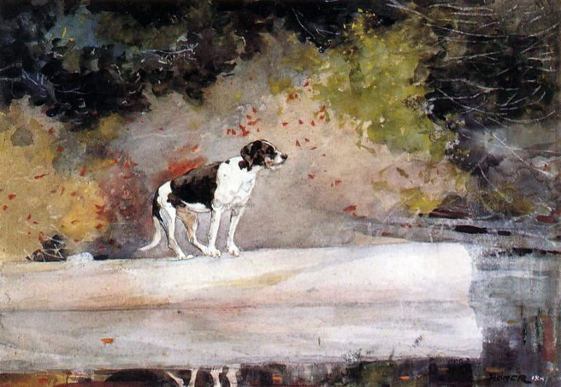  Winslow Homer Dog on a Log - Canvas Print