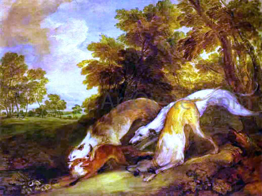  Thomas Gainsborough Dogs Chasing a Fox - Canvas Print