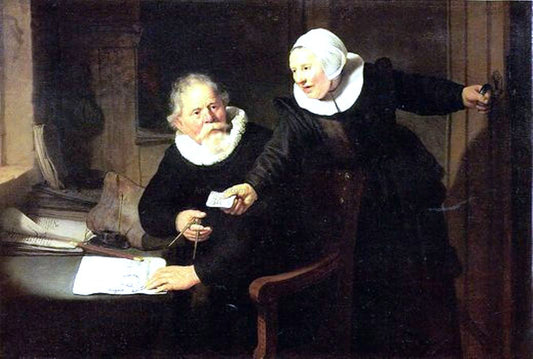  Rembrandt Van Rijn Double Portrait of Jan Rijcksen and Griet Jans (also known as The Shipbuilder and his Wife) - Canvas Print
