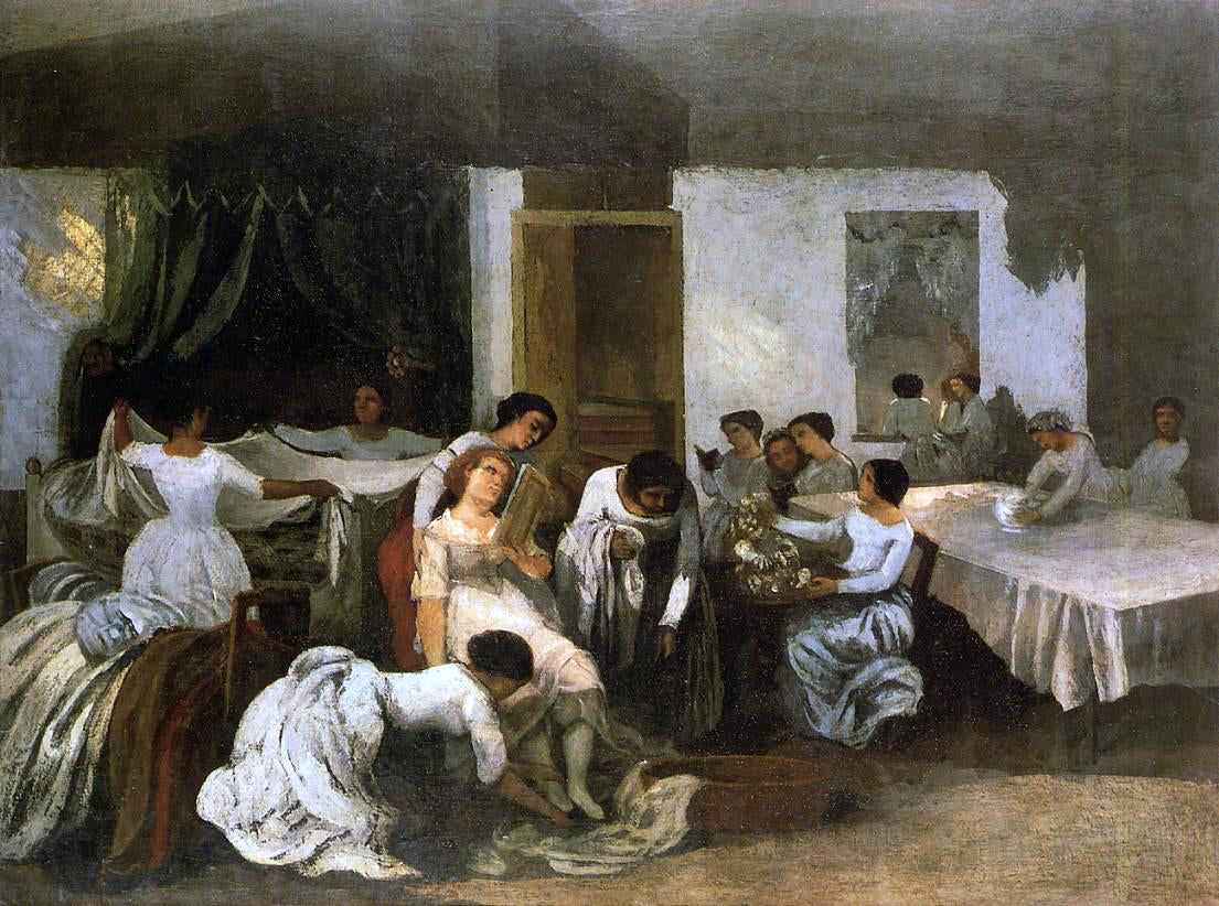  Gustave Courbet Dressing the Dead Girl (also known as Dressing the Bride) - Canvas Print