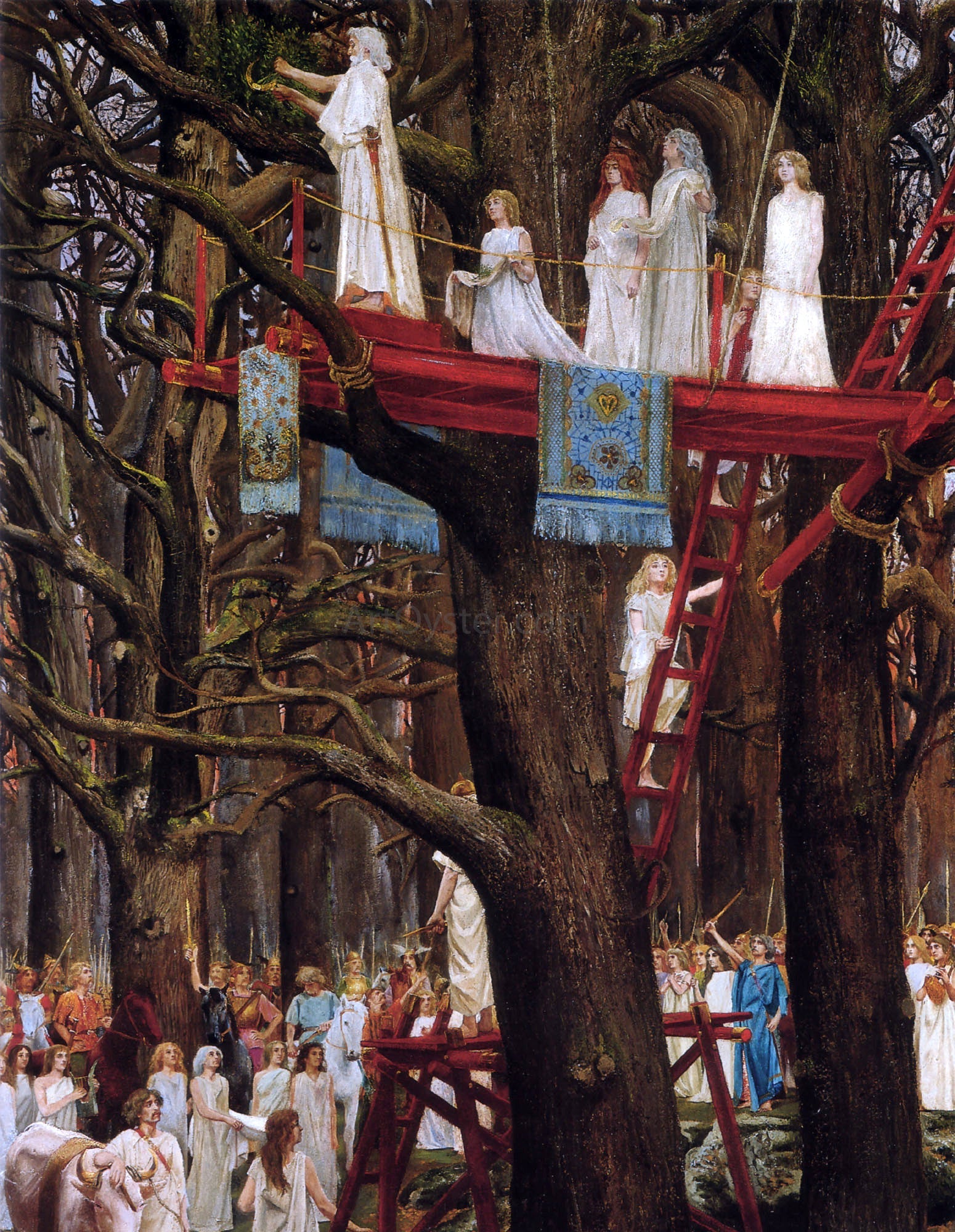  Henri Paul Motte Druids Cutting the Mistletoe on the Sixth Day of the Moon - Canvas Print