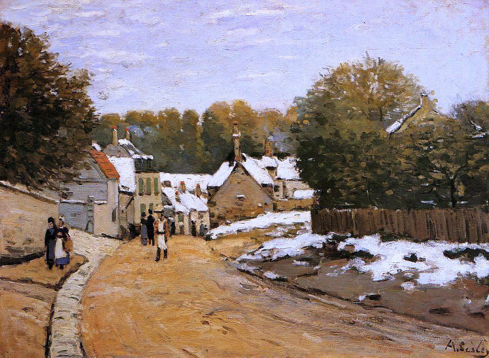  Alfred Sisley Early Snow at Louveciennes (also known as Rue de Voisins, Louveciennes: First Snow) - Canvas Print