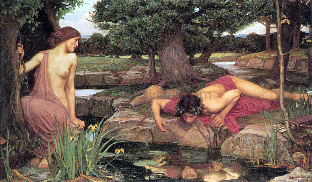  John William Waterhouse Echo and Narcissus - Canvas Print