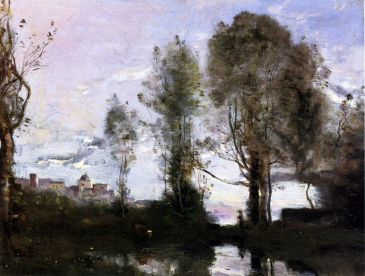  Jean-Baptiste-Camille Corot Edge of a Lake (also known as Souvenir of Italy) - Canvas Print