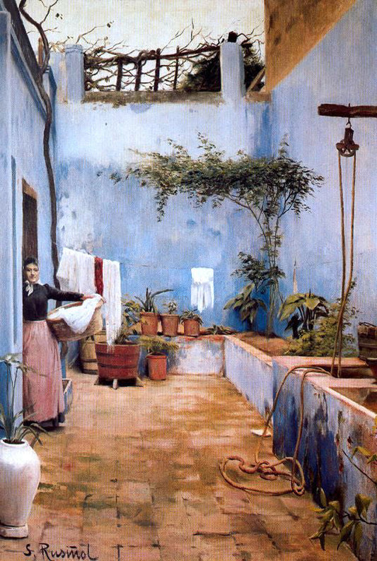  Santiago Rusinol Prats El Patio Azul - Canvas Print