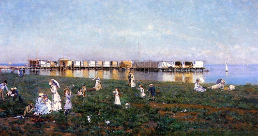  Serafin De Avendano Elegant Figures on the Beach, the Bay of Livorno - Canvas Print