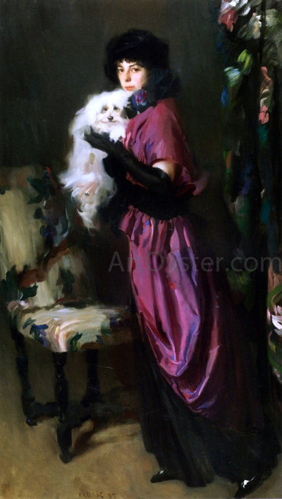  Albrogio Antonio Alciati Elegant Woman with Her Dog - Canvas Print