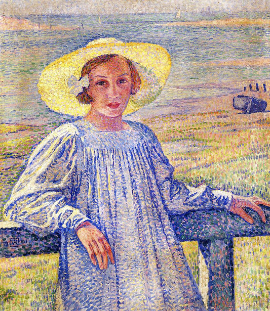  Theo Van Rysselberghe Elisaeth van Rysselberghe in a Straw Hat - Canvas Print