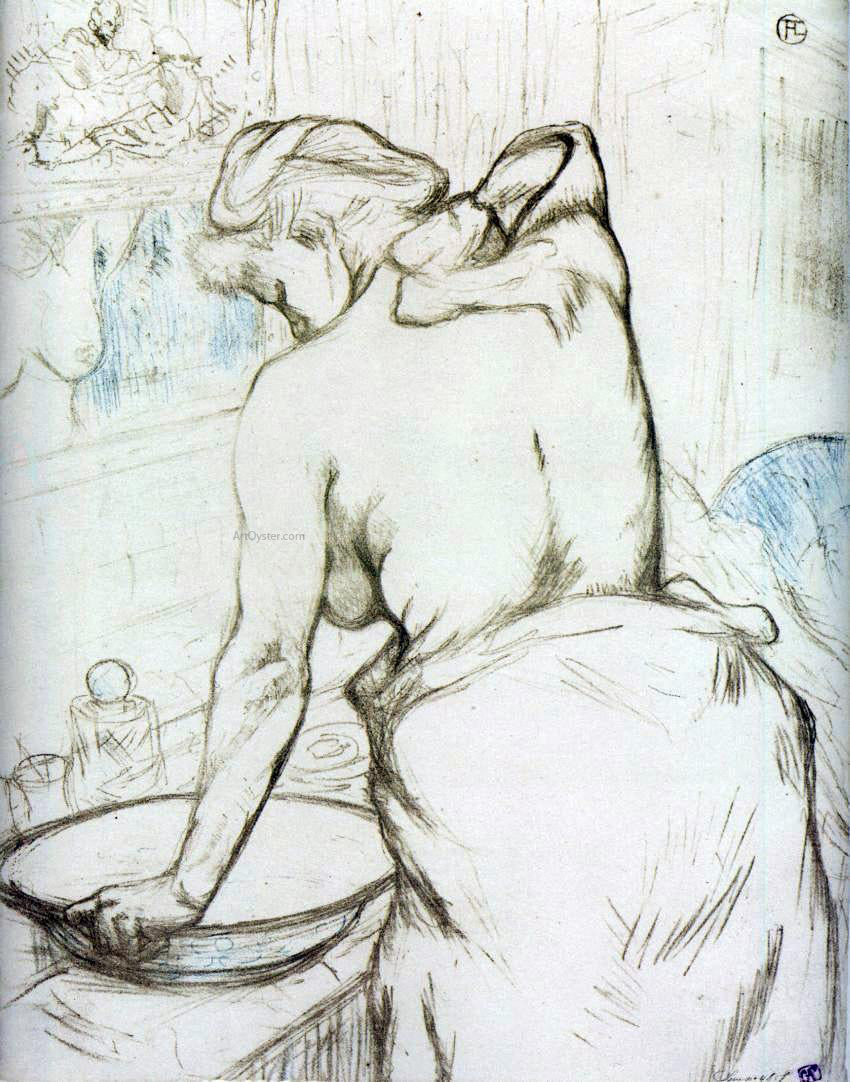  Henri De Toulouse-Lautrec Elles: Woman at Her Toilette, Washing Herself - Canvas Print