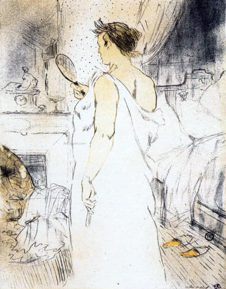  Henri De Toulouse-Lautrec Elles: Woman Looking into a Hand Held Mirror - Canvas Print