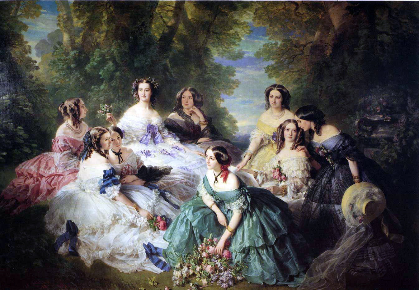  Franz Xavier Winterhalter Empress Eugenie Surrounded by her Ladies in Waiting - Canvas Print