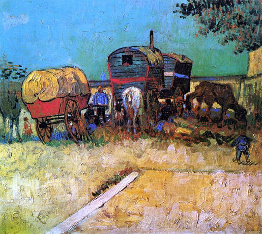  Vincent Van Gogh An Encampment of Gypsies with Caravans - Canvas Print