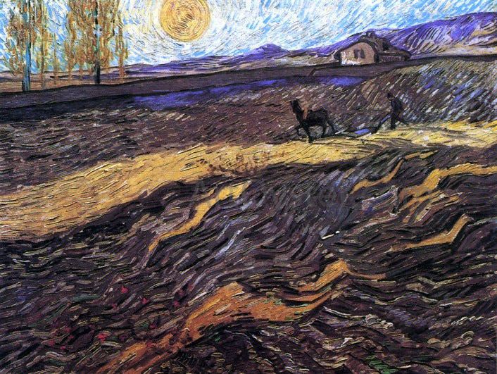  Vincent Van Gogh Enclosed Field with Poughman - Canvas Print