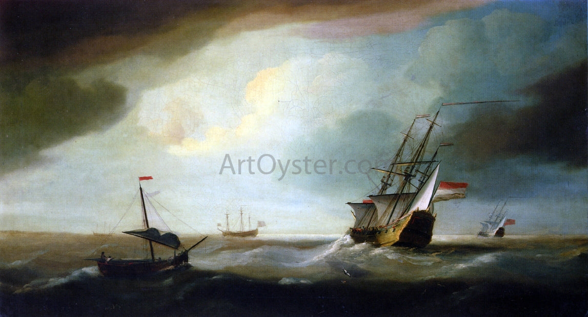  Thomas Allen English and Dutch Men of War in a Swell - Canvas Print