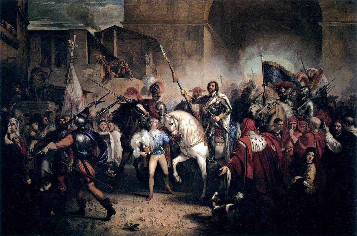  Giuseppe Bezzuoli Entry of Charles VIII into Florence - Canvas Print