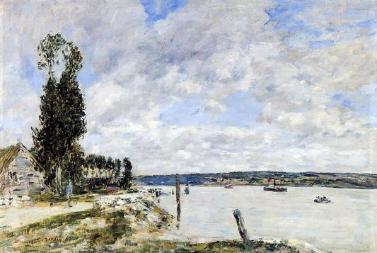  Eugene-Louis Boudin Environs de Quillebeuf, Le Bac de la Mailleraye - Canvas Print