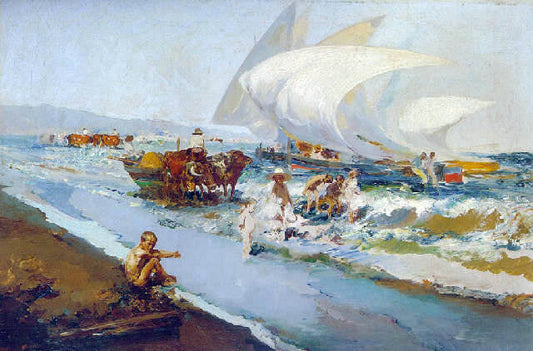  Jose Navarro Llorens Escena en la playa - Canvas Print