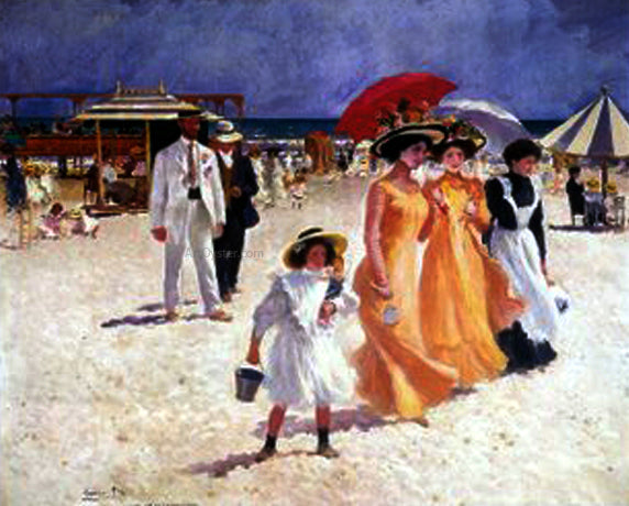  Cecilio Pla y Gallardo Escena en la Playa - Canvas Print