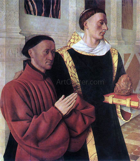  Jean Fouquet Estienne Chevalier with St Stephen - Canvas Print