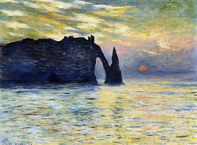  Claude Oscar Monet Etretat, Sunset - Canvas Print