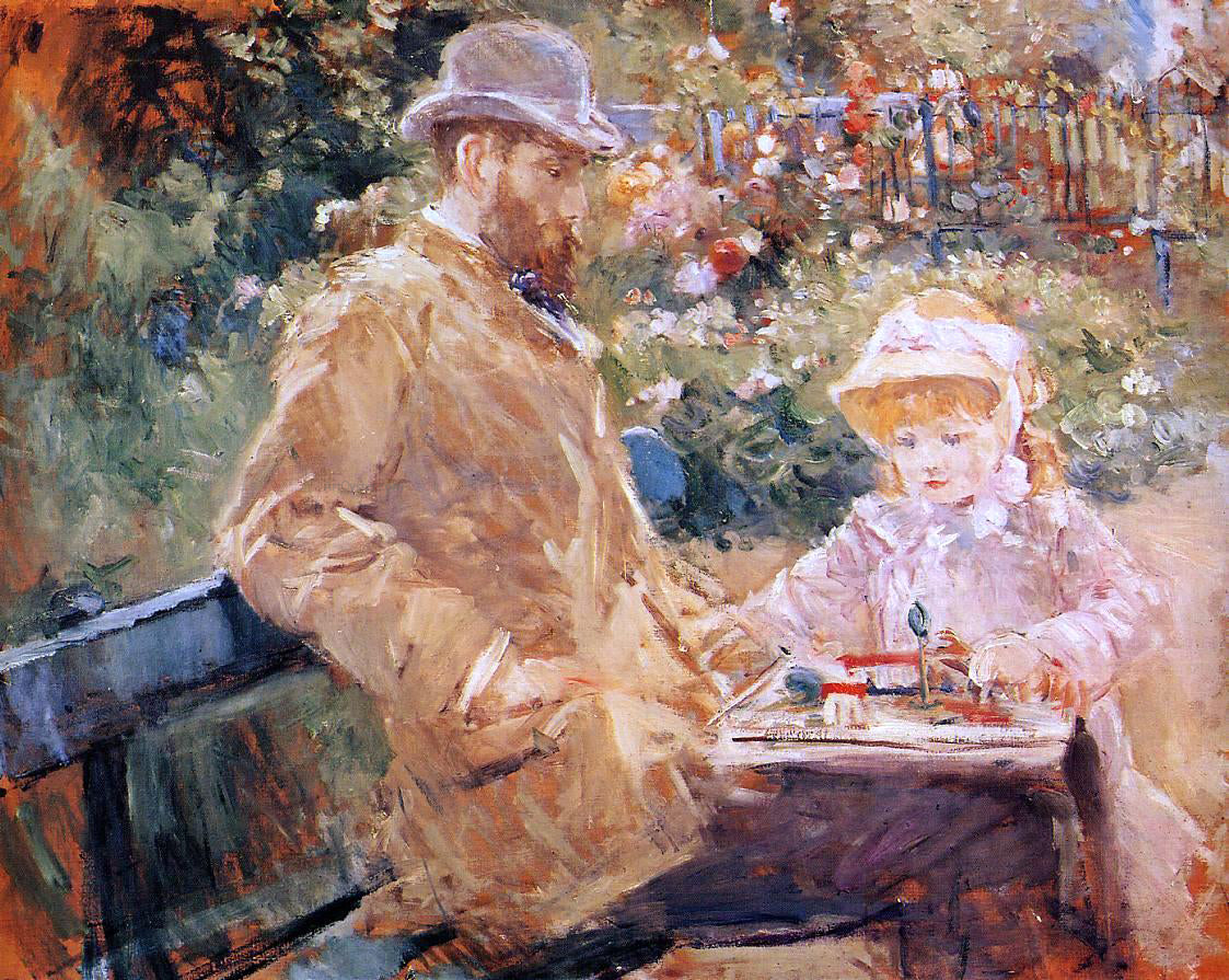  Berthe Morisot Eugene Manet and His Daughter at Bougival - Canvas Print