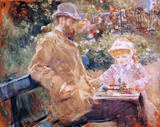  Berthe Morisot Eugene Manet and His Daughter at Bougival - Canvas Print