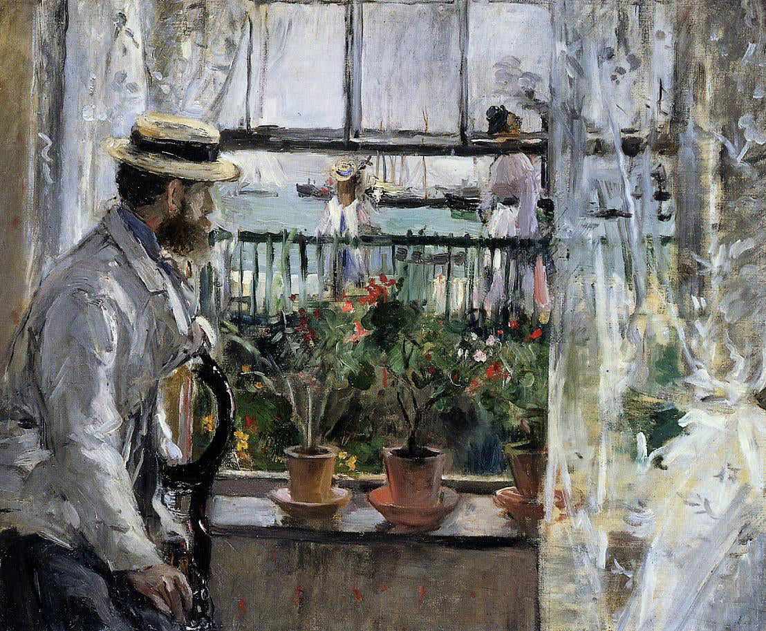  Berthe Morisot Eugene Manet on the Isle of Wight - Canvas Print
