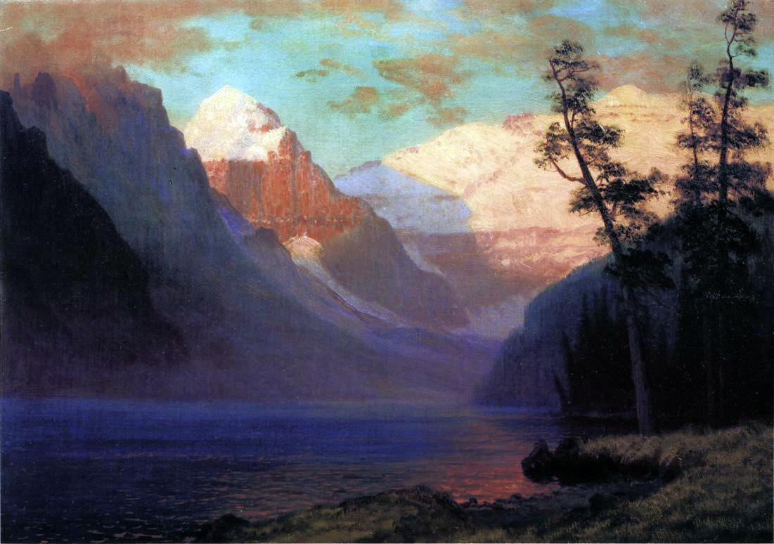  Albert Bierstadt Evening Glow, Lake Louise - Canvas Print