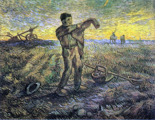  Vincent Van Gogh Evening: The End of the Day (after Millet) - Canvas Print