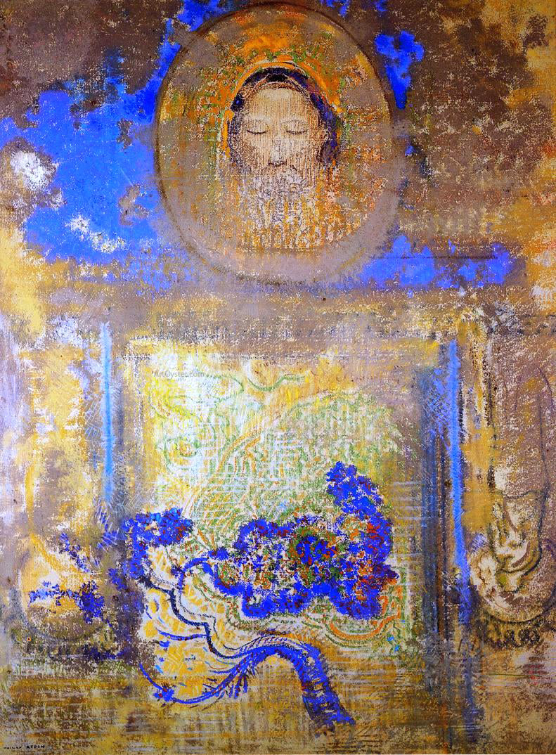  Odilon Redon Evocation (also known as Head of Christ or Inspiration from a Mosaic in Revenna) - Canvas Print