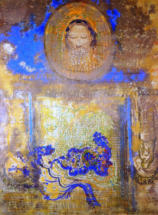  Odilon Redon Evocation (also known as Head of Christ or Inspiration from a Mosaic in Revenna) - Canvas Print