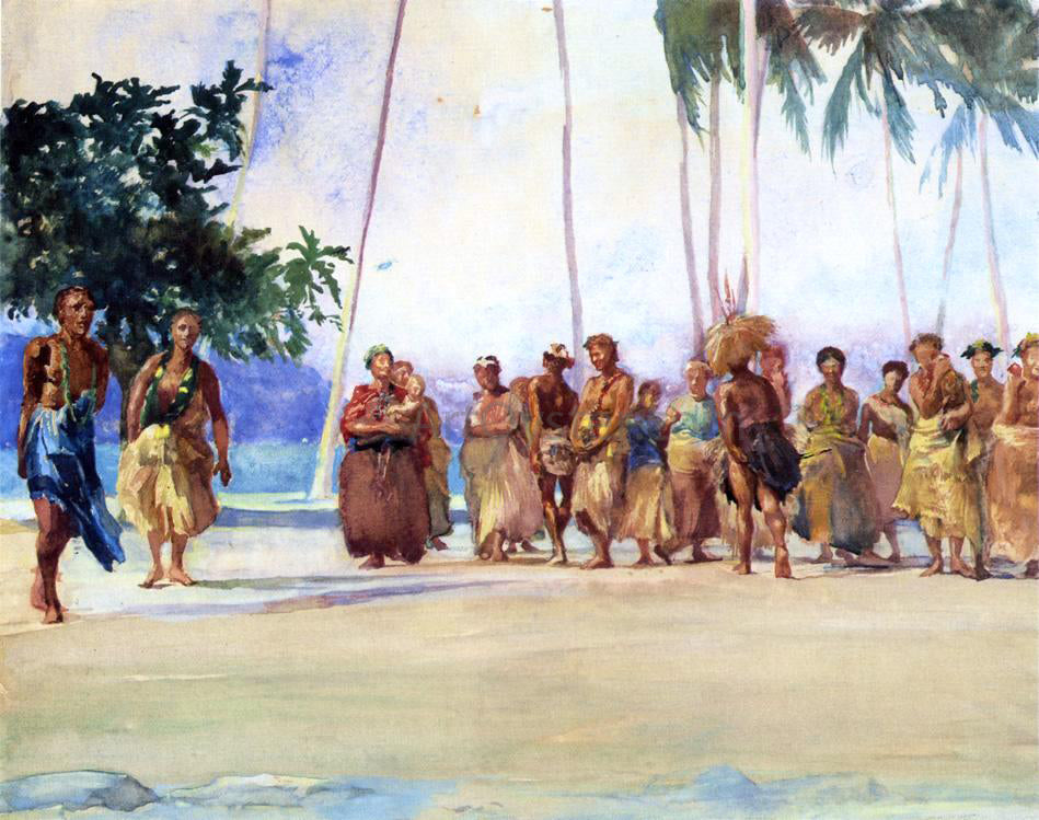  John La Farge Fagaloa Bay, Samoa, 1890, The Taupo, Gaase, Marshalling the Women Who Bring Presents of Food - Canvas Print