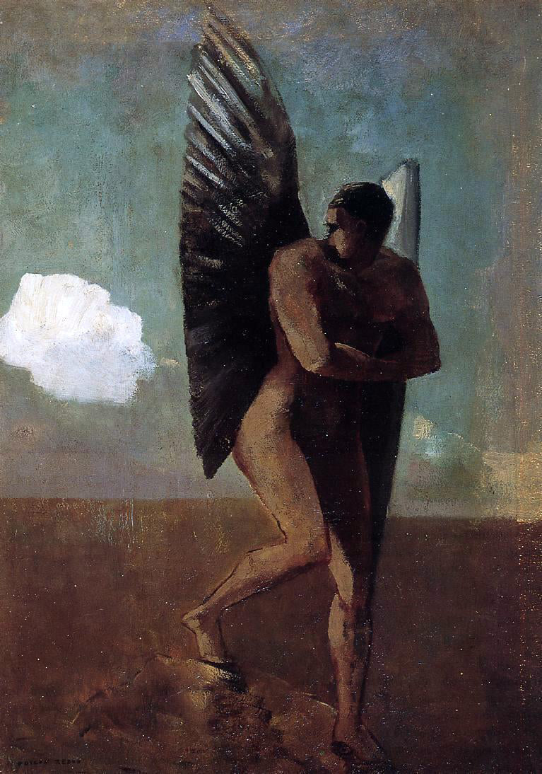  Odilon Redon Fallen Angel Looking at at Cloud - Canvas Print