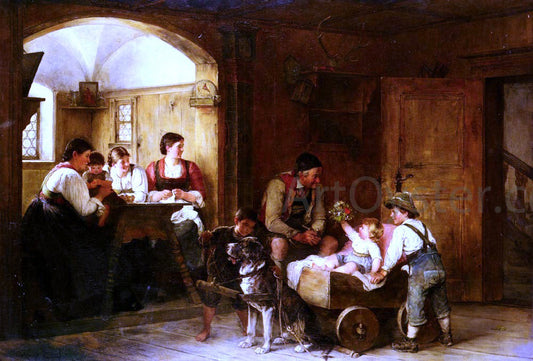  Hugo Engl Familienszene - Canvas Print