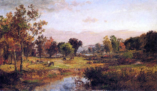  Jasper Francis Cropsey Farm Along the River - Canvas Print